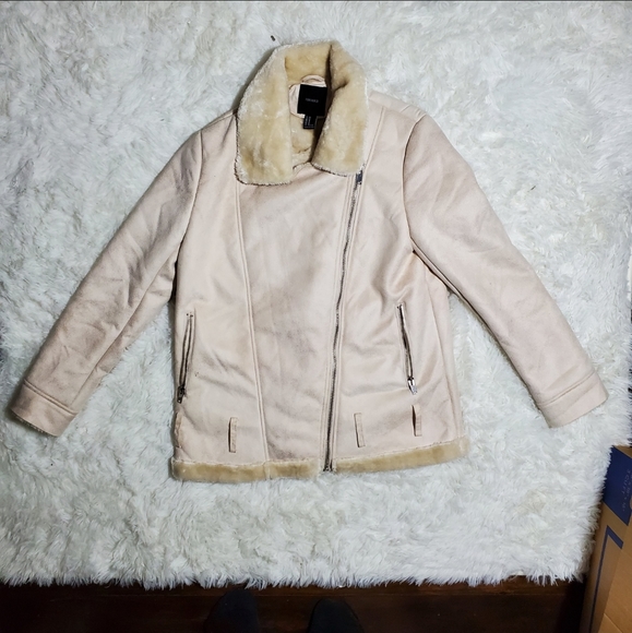 Forever 21 Off-White Teddy Moto Coat - Picture 2 of 4